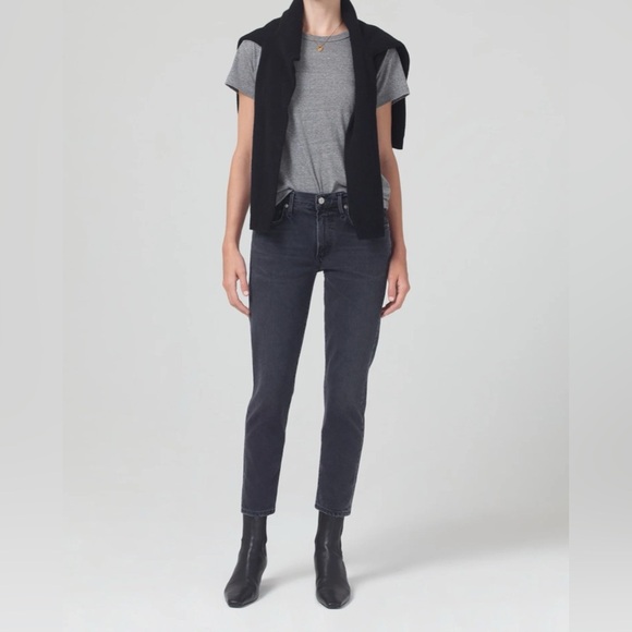 Citizens of Humanity Ella Mid Rise Slim Crop Jeans in Film Noir - Size 27 - Picture 5 of 6